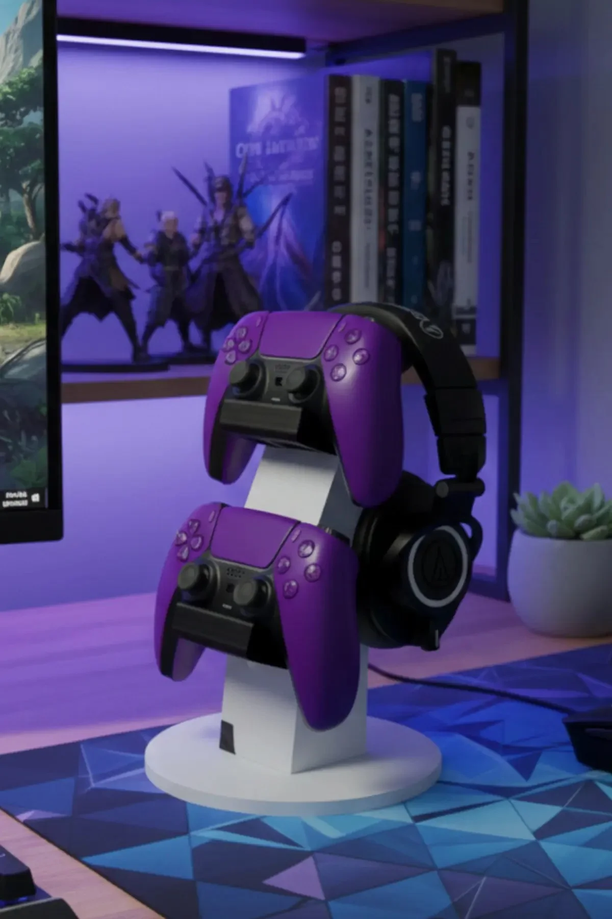 Ps5 Dualsense Çift Kol ve Kulaklık Standı Tutucu 2'li Oyun Konsolu Aksesuarı